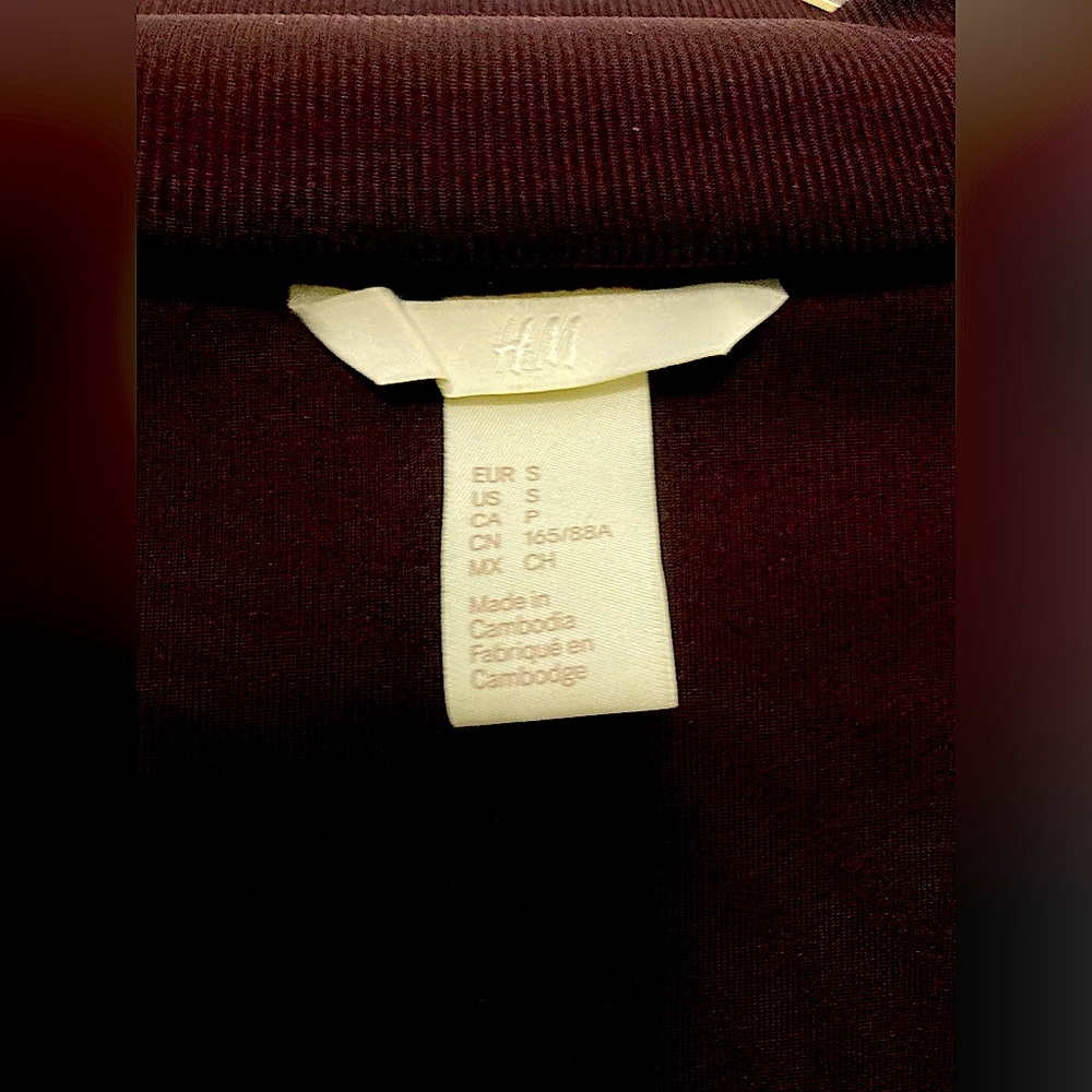 H&M Dark Purple Blouse Choker Neck Long Sleeve Deep V - Picture 4 of 5